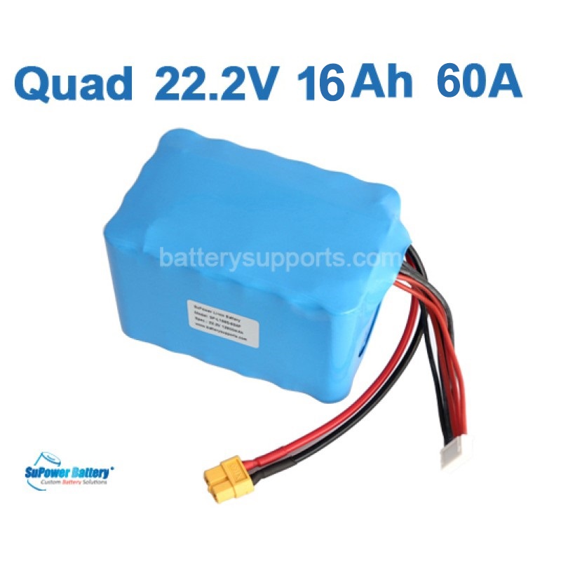 Quad 22.2V 24V 16Ah 60A Lithium Ion Drone High Drain Battery Pack