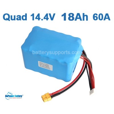 Quad 14.4V 14.8V 18000mAh  Max. 60A  4S6P Drone Battery Pack